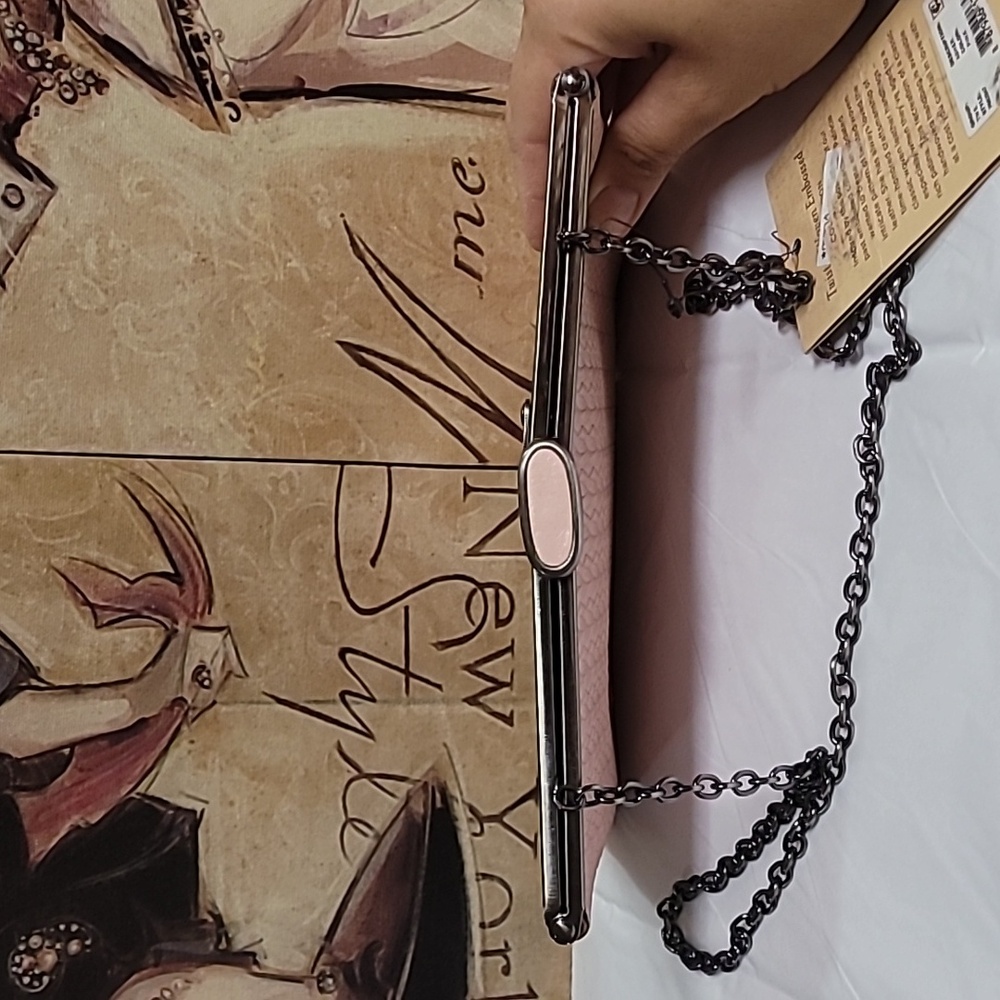 Patricia Nash Pink Quilted Leather Clutch with Chain - Picture 4 of 12